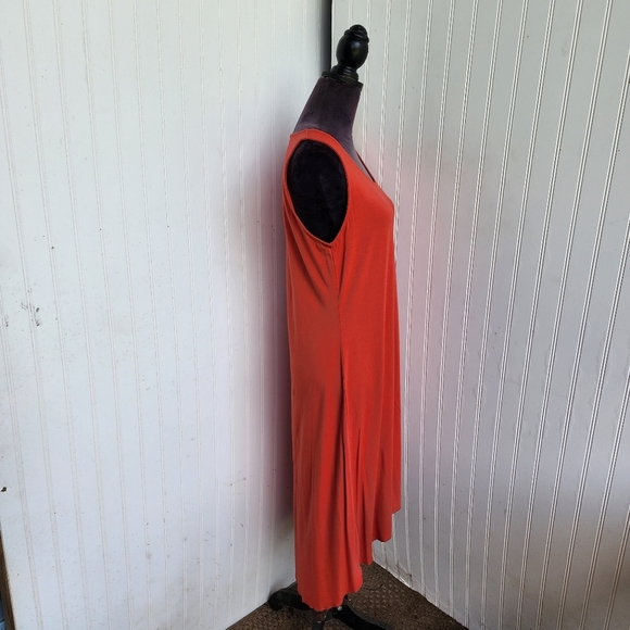 Chicos Orange Tank Shift Dress Stretch Hi-Low Sleveless Round Neck Modest 1 (M) - Picture 3 of 11